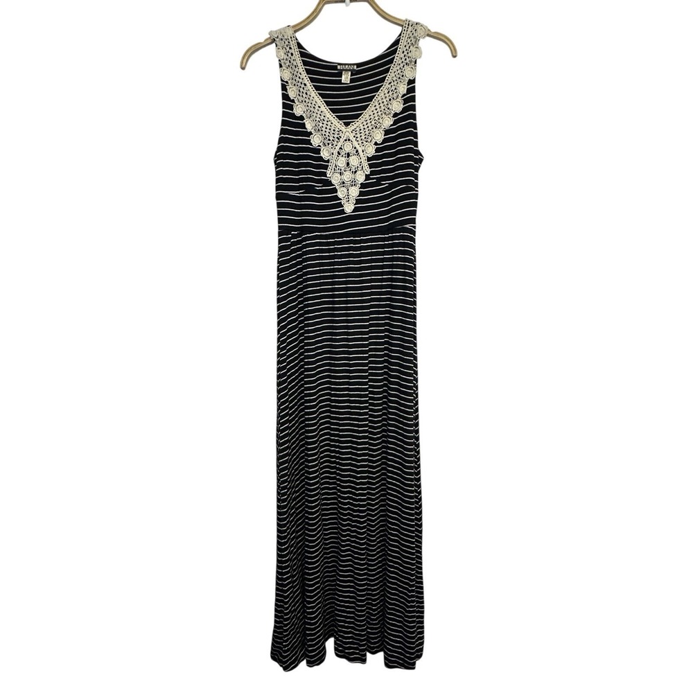 Striped Womans S Crochet Prairie Cottage Boho Maxi‎ SunDress